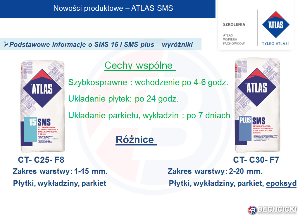 Atlas SMS Plus, SMS 15, chemia budowlana, masa szpachlowa